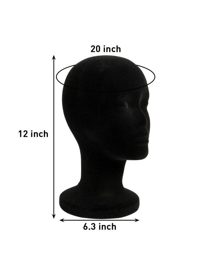 Foraineam - 2 Pack Black Foam Mannequin Head, 12 Inch Female Manikin Foam Heads, Wig Holder Hats Glasses Headband Hairpieces Display Stand - Image 1
