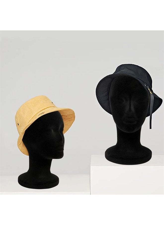 Foraineam - 2 Pack Black Foam Mannequin Head, 12 Inch Female Manikin Foam Heads, Wig Holder Hats Glasses Headband Hairpieces Display Stand - Image 1