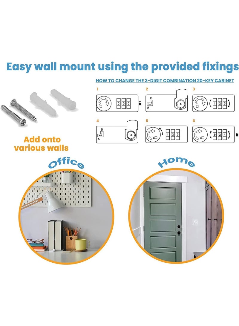 Relex Key Safe Storage Cabinet with 3 Digit Combination Lock 20, Fixings and Key Tags Included - Wall Mounted Security Solution for your Home or Office - Image 3