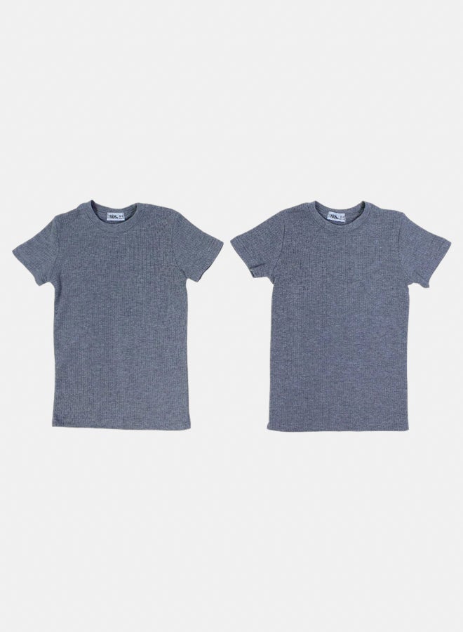 Our kids Pack of 2 – Kids Unisex Short-Sleeved Thermal Top Grey - Image 1