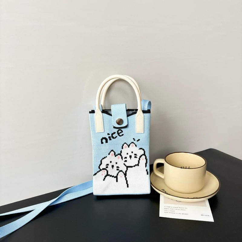 Advanced Sense Ins Mobile Phone Bag New Cartoon Knitted Bag Dopamine Niche All-Match Crossbody Shoulder Bag Handbag - Image 4