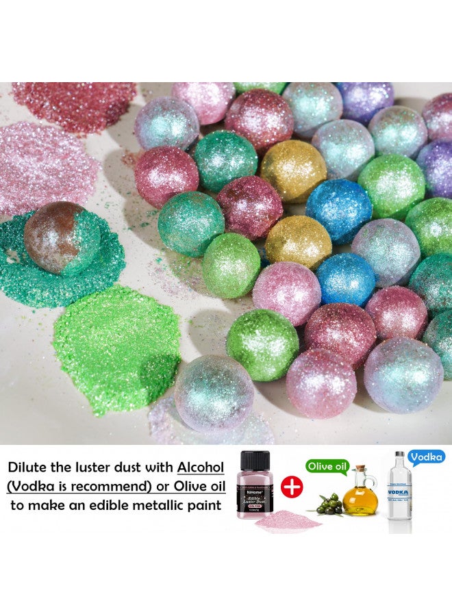 NiHome Edible Food-Grade Glimmer Powder Glitter Luster Dust Metallic Food Decorating Sprinkle Glimmery Dust for Drink Wine Beverage Cake Candy Dessert Bakery Restaurant Vegan (0.18oz/5g, Girl Pink) - Image 2