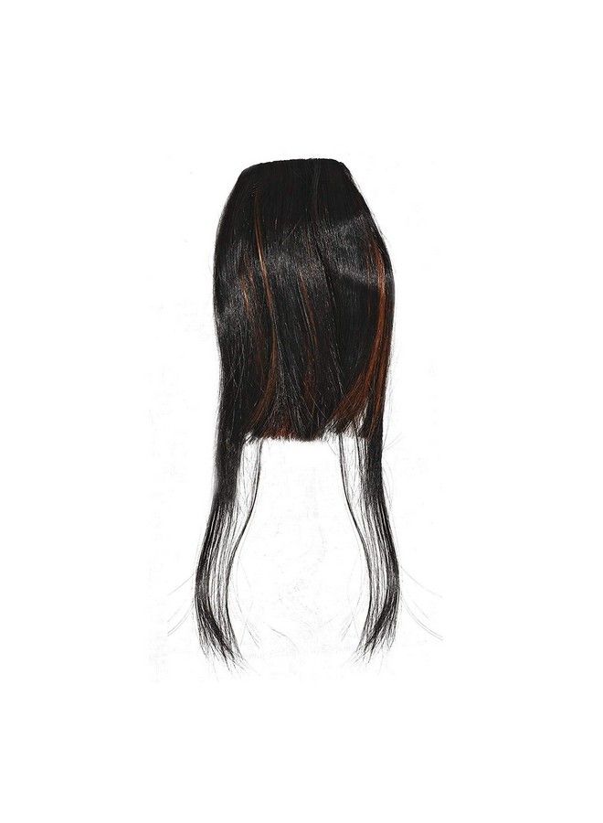 Paradise Synthetic Front Hair Extensions With Clips Hair Bang Fringe For Women And Girls With Center Cut Black With Golden Highlights  - Image 3