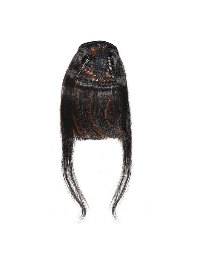 Paradise Synthetic Front Hair Extensions With Clips Hair Bang Fringe For Women And Girls With Center Cut Black With Golden Highlights  - Image 4