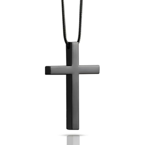 KITUREK Cross Hanging Ornaments for Rear View Mirror - Metal Car Charm, Auto Ornament, Cross Pendant Decoration for Truck, Home Decor (Black) - Image 1