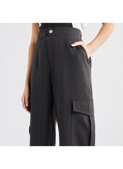 FAV Solid Relaxed Fit Pants with Pockets  - Image 4