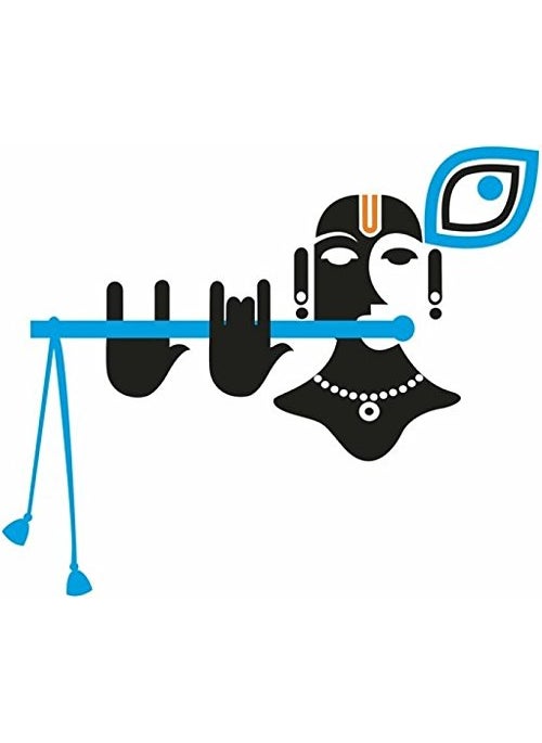 Decals Design Decals Design 'Modern Art God Krishna with Flute and Peacock Feather' Wall Sticker (PVC Vinyl, 70 cm x 25 cm)  - Image 1