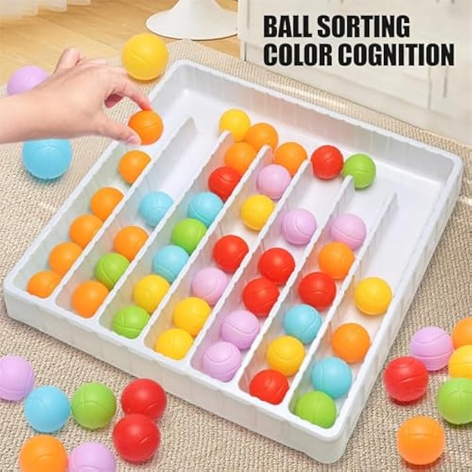 RAINBOW BALLS GAME - COLOR MATCH SENSORY TOY FOR KIDS & ADULTS, INTERACTIVE SORTING GAME - Image 3