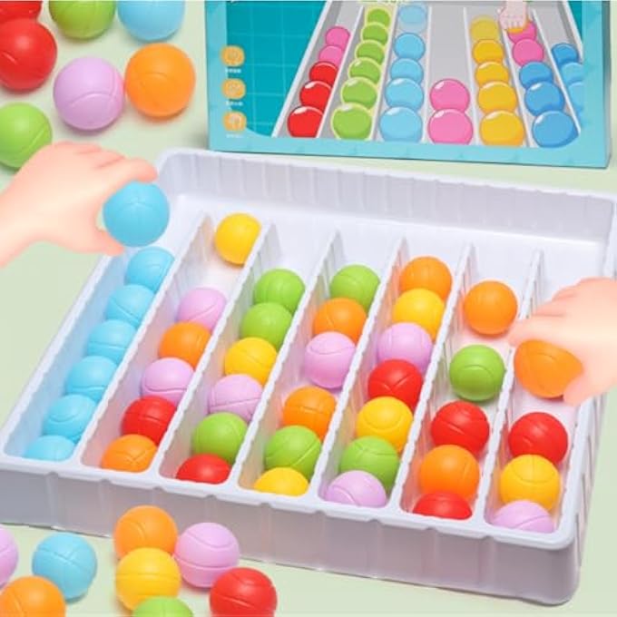 RAINBOW BALLS GAME - COLOR MATCH SENSORY TOY FOR KIDS & ADULTS, INTERACTIVE SORTING GAME - Image 5
