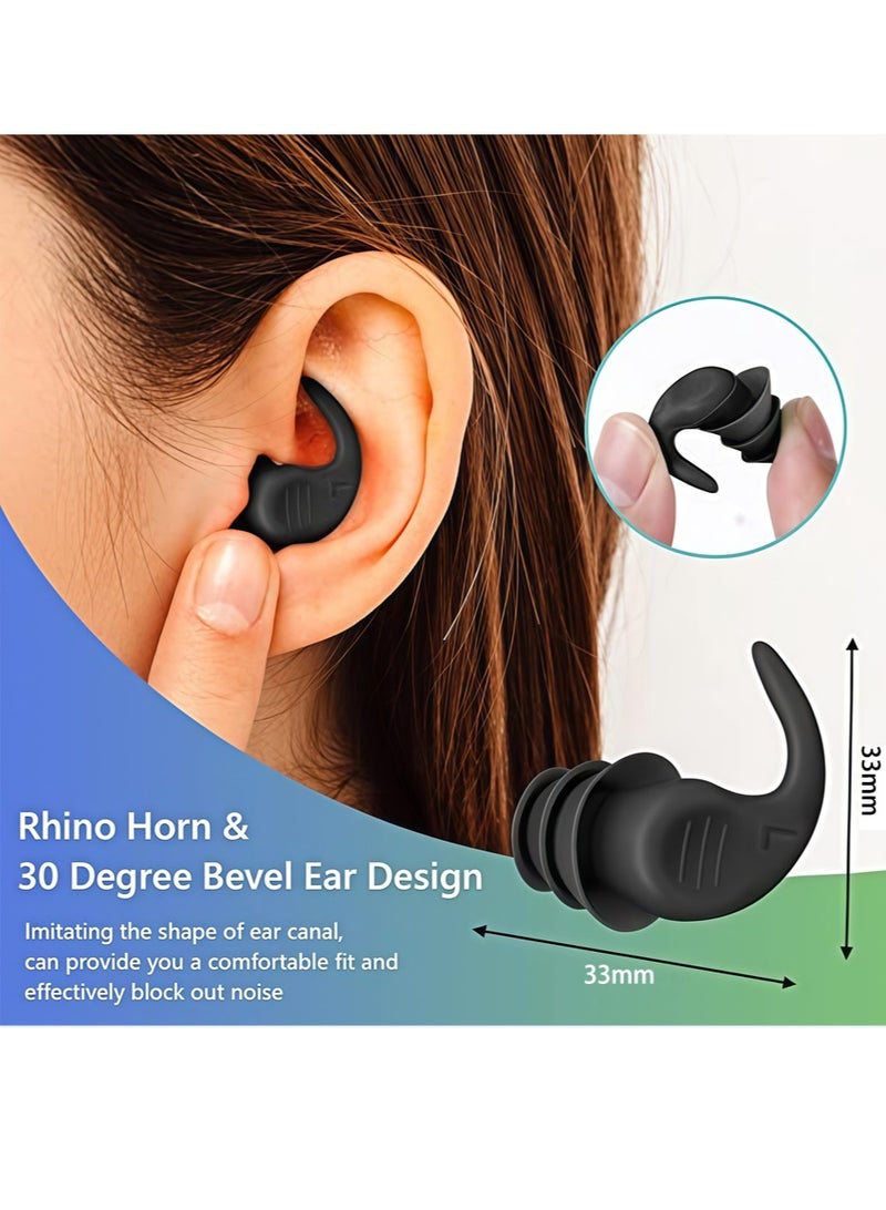 Soundproof Earplugs, Ear Plugs for Sleeping, Reusable Silent Anti-Noise Dormitory Nap, with 40dB Highest NRR Airplanes Swimming Concerts Travel (2 Pairs)