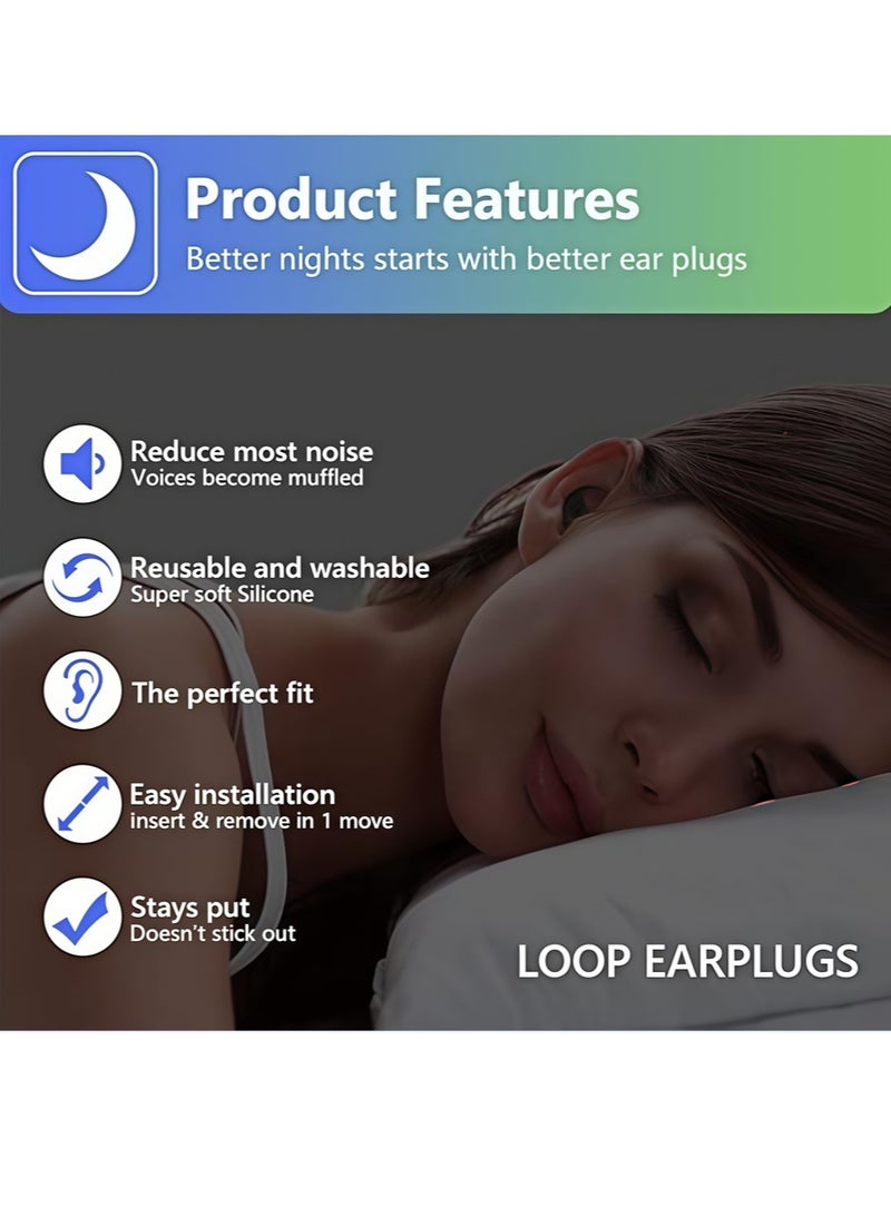 Soundproof Earplugs, Ear Plugs for Sleeping, Reusable Silent Anti-Noise Dormitory Nap, with 40dB Highest NRR Airplanes Swimming Concerts Travel (2 Pairs)