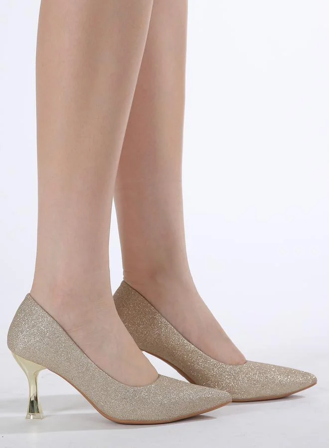 Sneak-a-Peek Sneak-a-Peek Glittered Pointed Toe Stiletto Heels Pumps