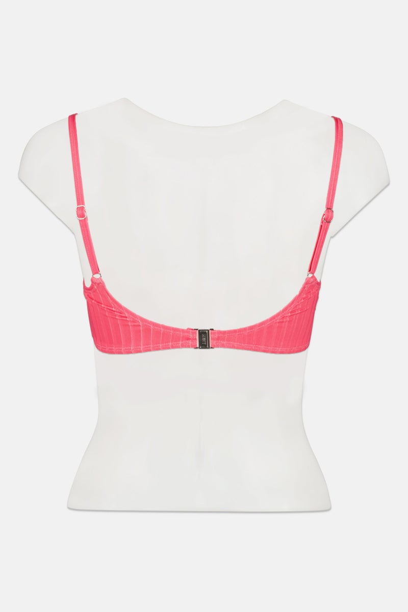 Misfit Women Textured Non Padded Underwired Bikini Top, Dark Pink  - Image 2