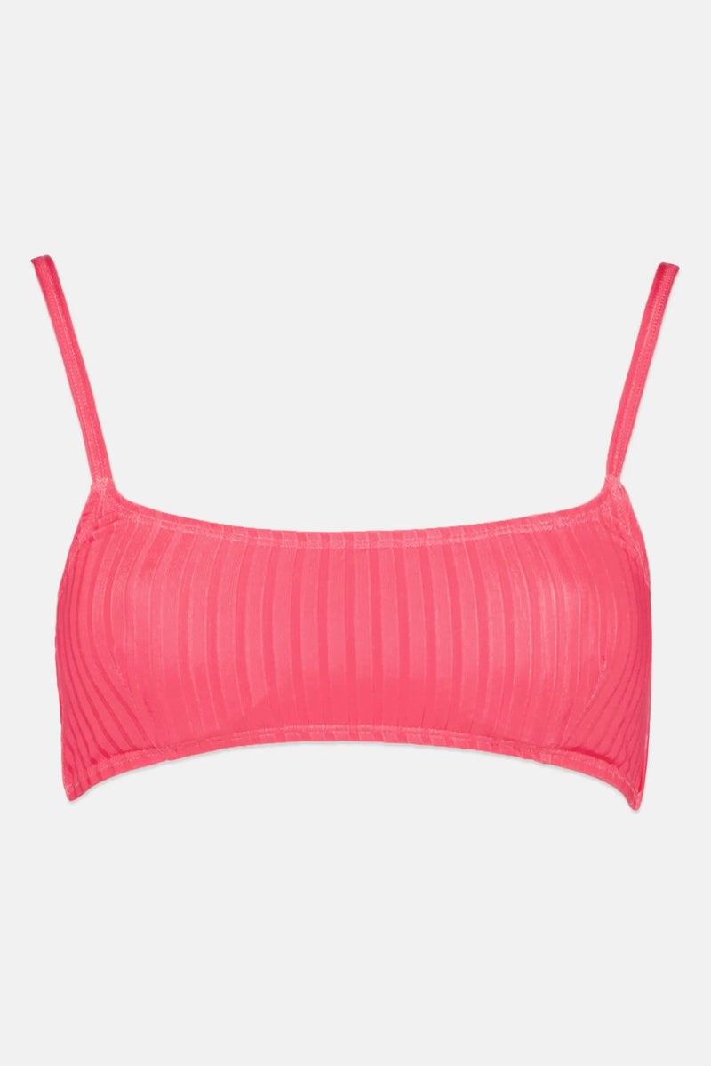 Misfit Women Textured Non Padded Underwired Bikini Top, Dark Pink - Image 3