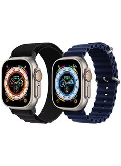 IAF Trail Loop strap Black/Gray Silicone Ocean Band Strap Pearl White Set of 2 for Apple Watch Ultra 8 49mm 
