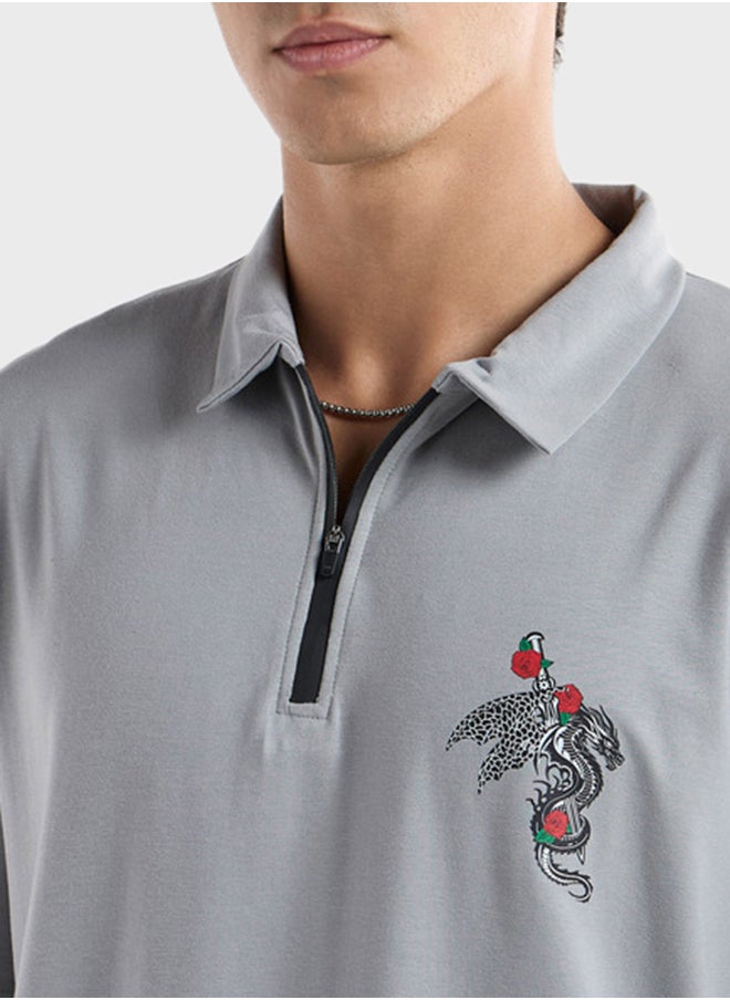 FAV Logo Detailed Short Sleeve Polo Shirt  - Image 3