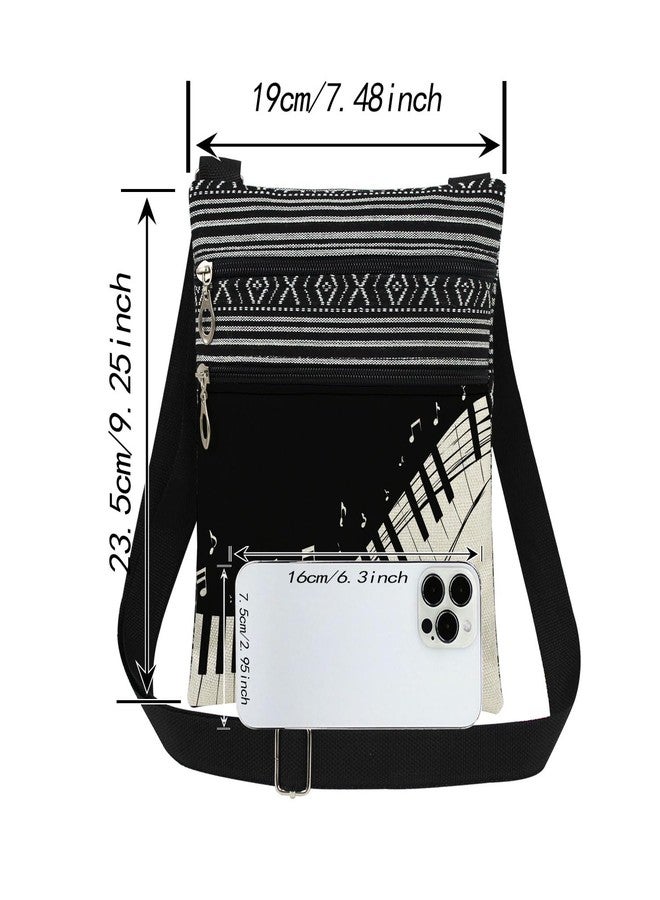 XiaoGalaee Piano Keys Adjustable Shoulder Strap Crossbody Bag Black and White Keys Print with Floating Music Notes Messenger Bag Music Gift for Adults Birthday or Christmas Present​​ - Image 4