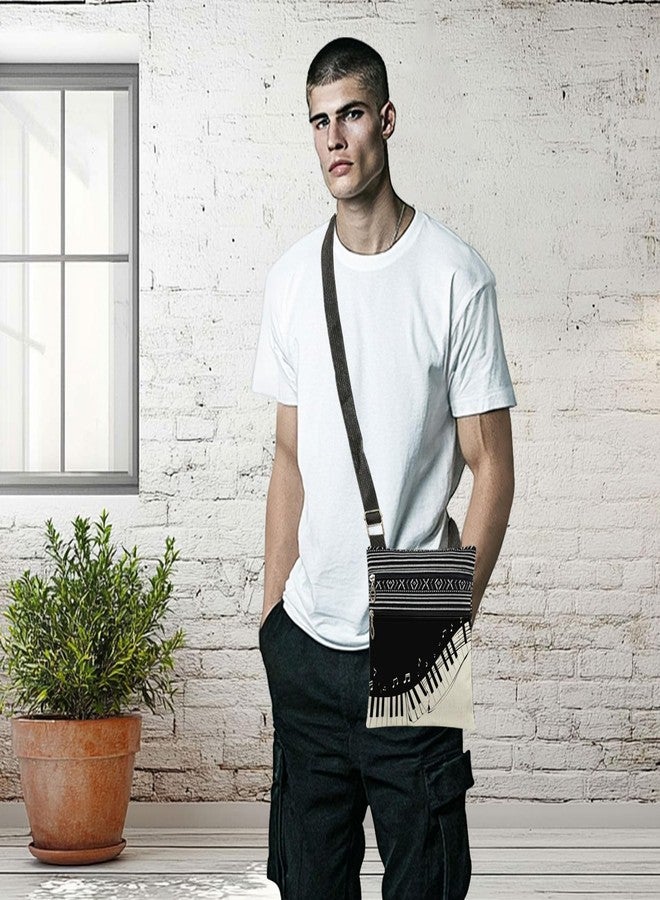 XiaoGalaee Piano Keys Adjustable Shoulder Strap Crossbody Bag Black and White Keys Print with Floating Music Notes Messenger Bag Music Gift for Adults Birthday or Christmas Present​​ - Image 5