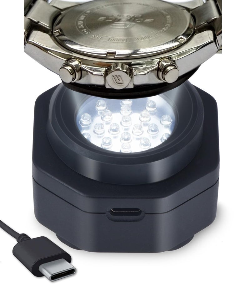 CoolFire (The Original) - USB-C UV Free Solar Watch Fast Charger for All Eco Solar Watches. Safe 24/7 Charging (No 8H Timer Needed). Reloj Hombre Portable Charger. BK - Image 1