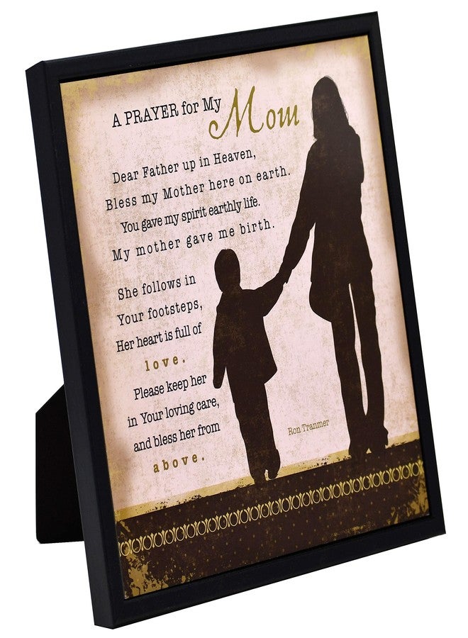 DEXSA Mom Prayer Wood Framed Plaque - Made in the USA - 7.5”x7.5” - Wall & Tabletop Decoration | Easel & Hanging Hook | Prayer for My Mom. Dear Father up in Heaven, Bless My Mother here on Earth - Image 1