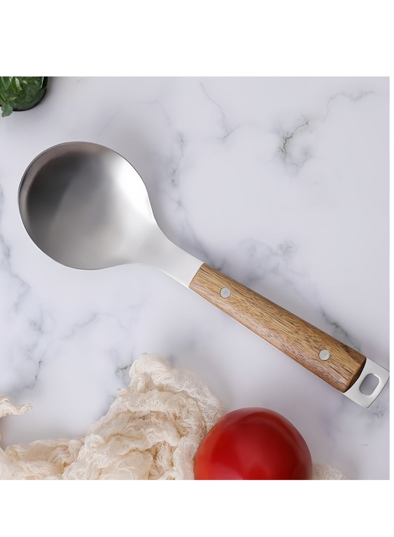 C&E Stainless Steel Cooking Ladle with Natural Wooden Handle - Image 5