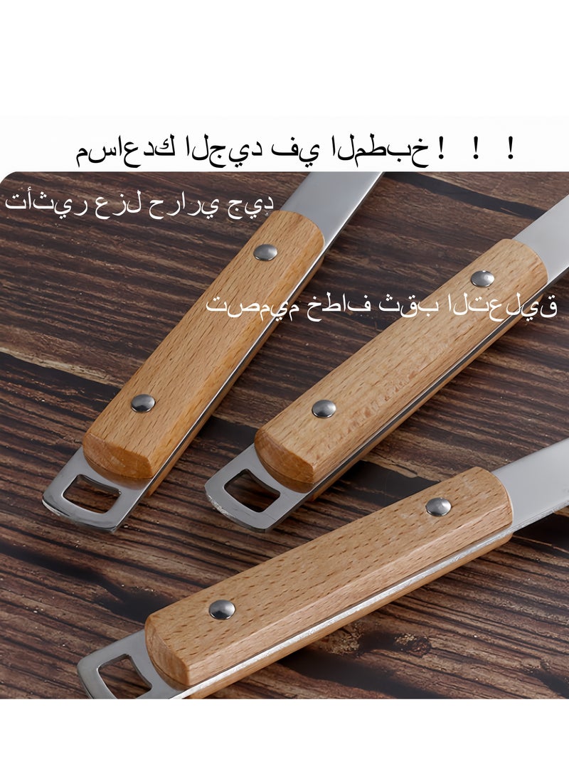 C&E Stainless Steel Cooking Ladle with Natural Wooden Handle - Image 4