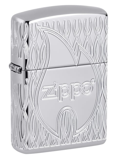 48838 167 Zippo Flame Design Armor High Polish Chrome Windproof Lighter