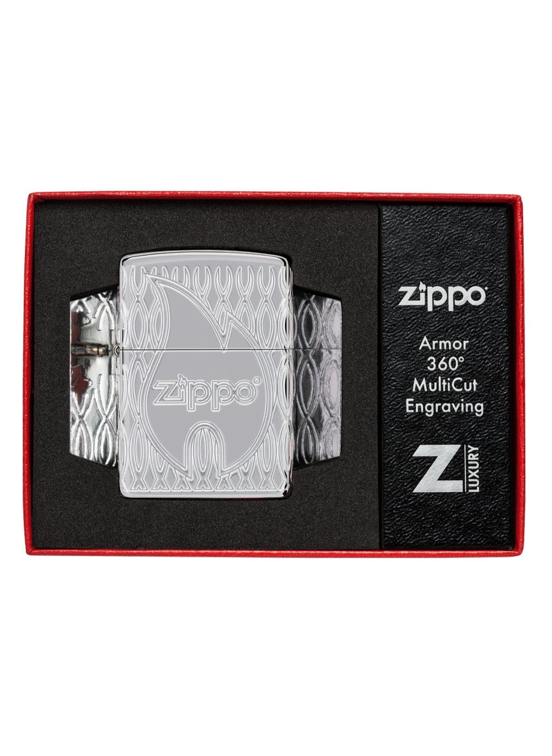 Zippo - 48838 167 Zippo Flame Design Armor High Polish Chrome Windproof Lighter - Image 1