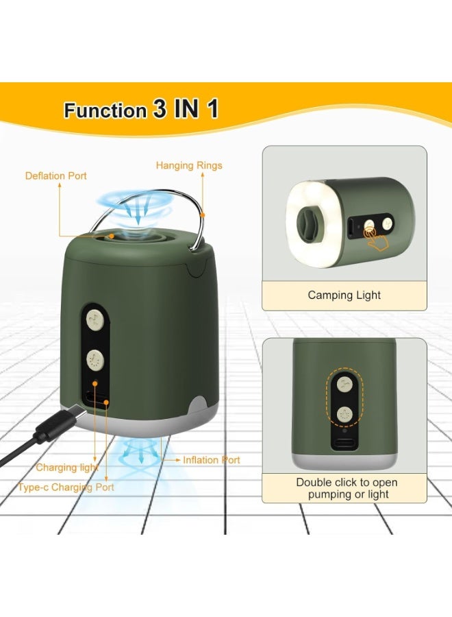 Soofam Mini Portable Air Pump,Air Pump Quick Inflate Deflate,1600mah Air Cushion Pump With 3 Nozzles And Led Lights,Suitable For Sleeping Pads, Air Mattress Bed, Pool Toys, Floats, Swimming Ring - Image 3