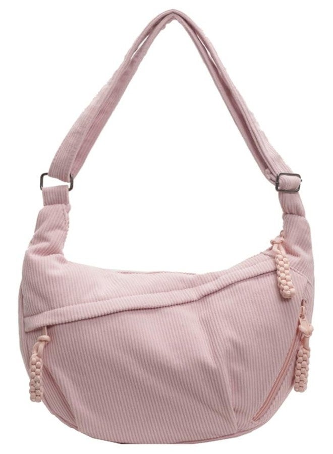 Rungion Hobo Bag for Women Men Crescent Shoulder Bag Retro Nylon Canvas Crossbody Bag Slouchy Corduroy Dumpling Bag Purse - Image 1