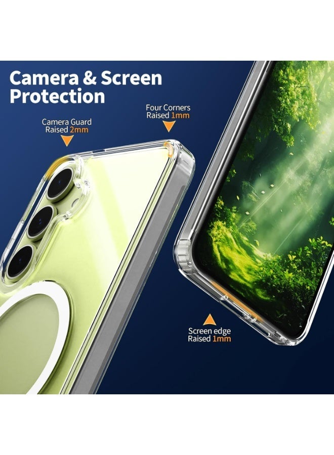 UMIXPRO Clear Magnetic Phone Case for Samsung Galaxy S25 6.2", Magsafe Compatible, Shockproof Bumper Cover - Image 3