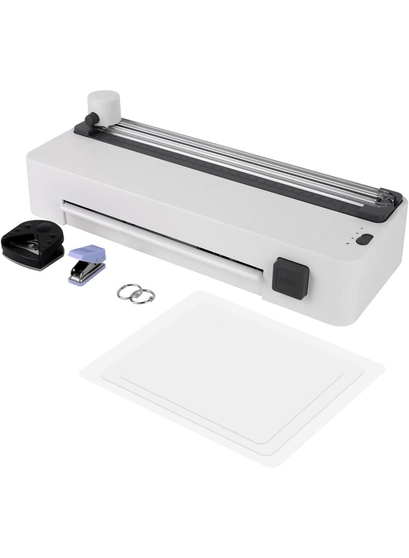 SOLARAE آلة تغليف حراري بارد A4 بحجم 9 بوصة، تقنية تسخين سريعة، مع قاطع ورق 3 في 1، مثالية للاستخدام في المنزل والمكتب والمدرسة والأعمال، باللون الأبيض - Image 1