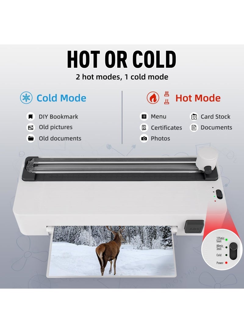 SOLARAE آلة تغليف حراري بارد A4 بحجم 9 بوصة، تقنية تسخين سريعة، مع قاطع ورق 3 في 1، مثالية للاستخدام في المنزل والمكتب والمدرسة والأعمال، باللون الأبيض - Image 4