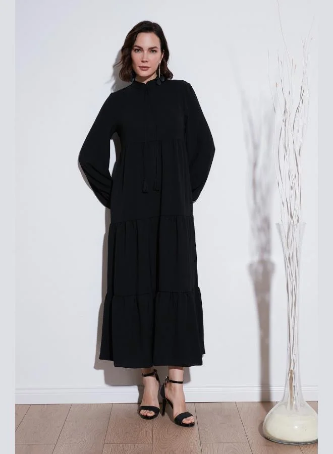 Lela Lela Modest Regular Fit High Neck Long Dress Women's Dress 611EL545