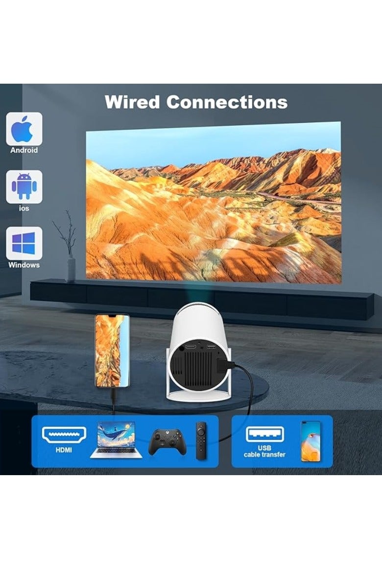 M MIAOYAN HY300 PRO Mini Portable Projector, Supports 4K 1080P, Equipped with Dual-Band WIFI6 5G Wireless 5.0 Bluetooth Android 11, 200 ANSI, 180° Rotatable, Automatic Keystone Correction, 35-inch - 130-inch Screen Video Projector - Image 3