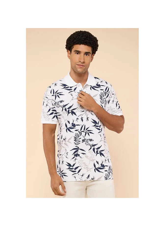R&B Printed Polo T-Shirt with Short Sleeves