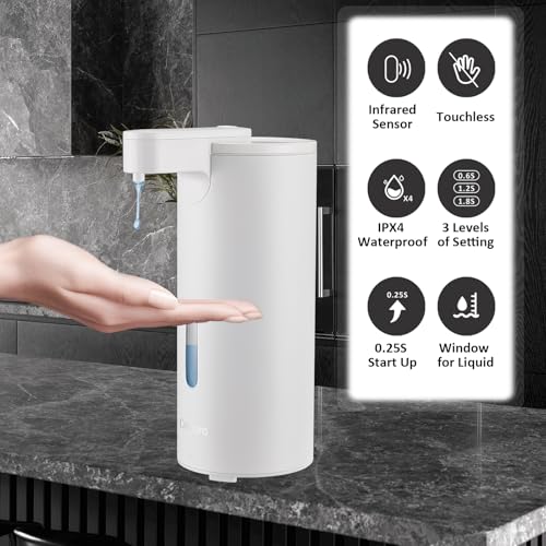 Crehora Automatic Soap Dispenser Automatic Liquid Soap Dispenser Touchless 12oz340ml 3Level Adjustable Battery Operated WaterResistant for Bathroom Kitchen and School ClogFree White - Image 3