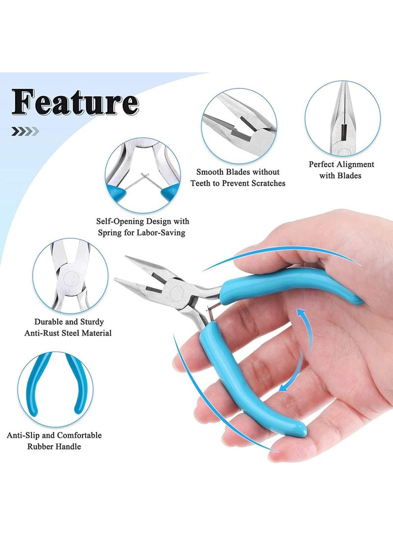 Ucanbe 5PCS Jewelry Pliers Tool Set DIY Craft Jewelry Making Repair Kit with Needle Nose Round Nose Cutting Bent Chain Pliers - Image 4
