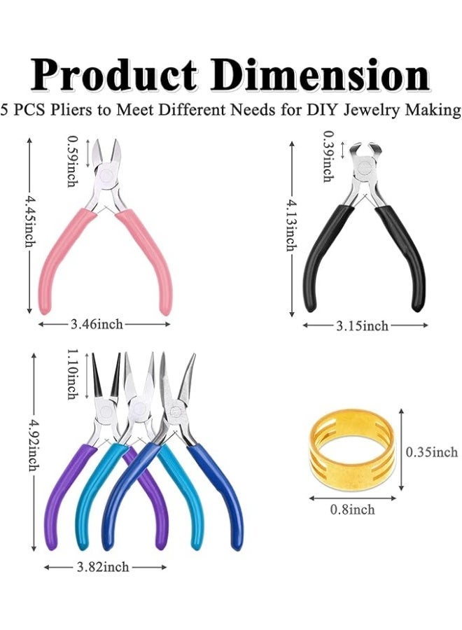 Ucanbe 5PCS Jewelry Pliers Tool Set DIY Craft Jewelry Making Repair Kit with Needle Nose Round Nose Cutting Bent Chain Pliers - Image 2