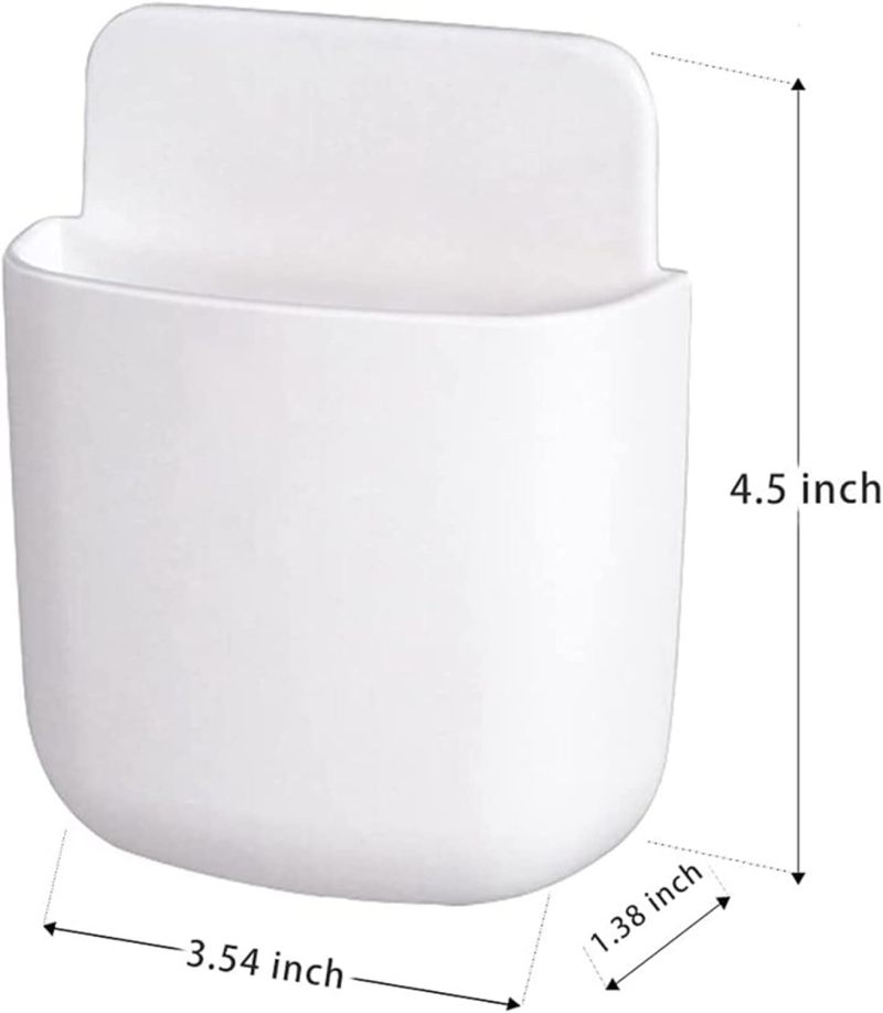 Wall Mount Adhesive Holder: Thick Odorless PP Material, Residue-free Removable - Multipurpose Storage Solution with Charging Hole for Living Room, Bedroom, Bathroom - Image 5