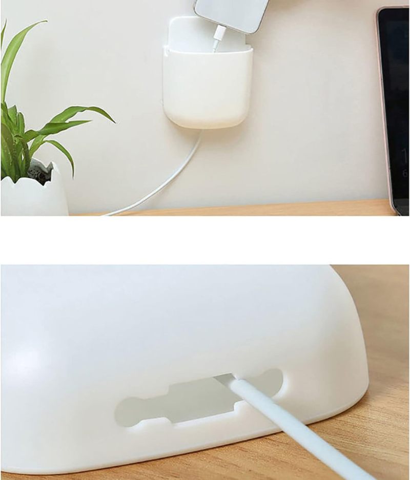Wall Mount Adhesive Holder: Thick Odorless PP Material, Residue-free Removable - Multipurpose Storage Solution with Charging Hole for Living Room, Bedroom, Bathroom - Image 2