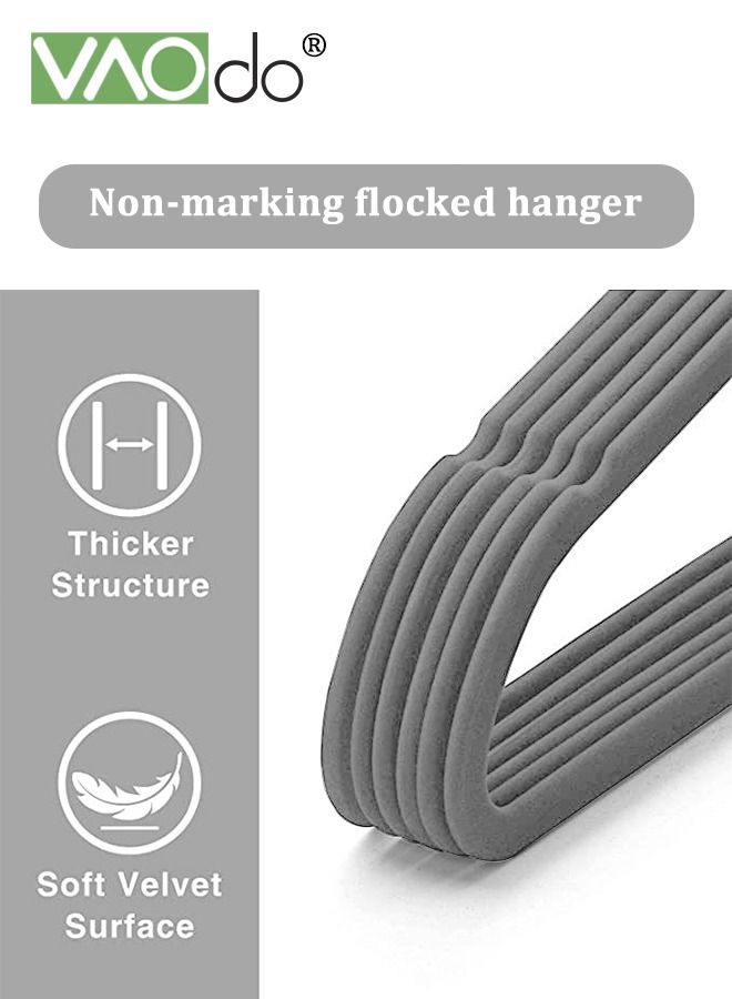 VAOdo 20PCS Clothes Hanger High-Grade Plant Velvet Hangers Non-Slip Hangers Are Super Load-Bearing Durable Save Wardrobe Space Suitable For Coats Skirts Pants T-Shirts Etc Grey - Image 5