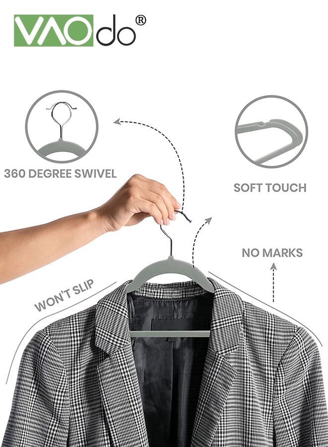 VAOdo 20PCS Clothes Hanger High-Grade Plant Velvet Hangers Non-Slip Hangers Are Super Load-Bearing Durable Save Wardrobe Space Suitable For Coats Skirts Pants T-Shirts Etc Grey - Image 4