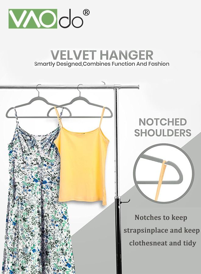 VAOdo 20PCS Clothes Hanger High-Grade Plant Velvet Hangers Non-Slip Hangers Are Super Load-Bearing Durable Save Wardrobe Space Suitable For Coats Skirts Pants T-Shirts Etc Grey - Image 3