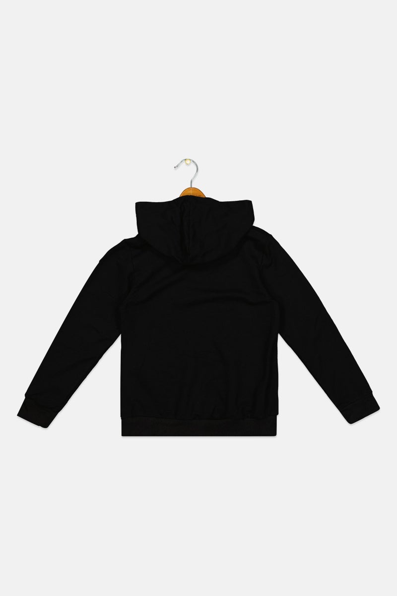 MARVEL Kids Boy Long Sleeve Graphic Print Hooded Sweatshirt, Black - Image 3