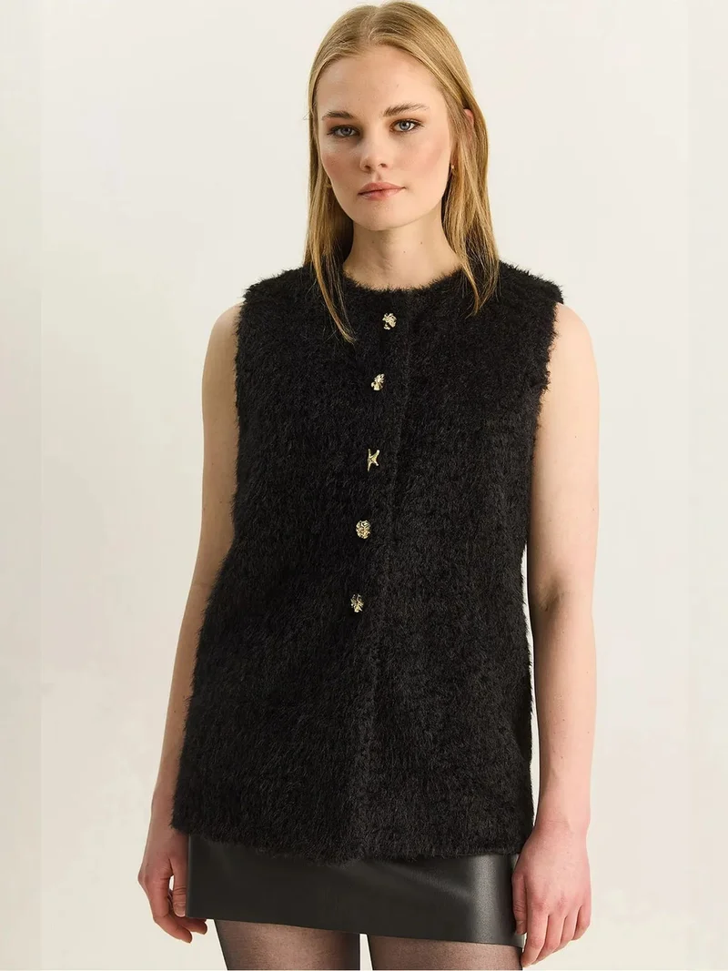 LUCCI Plush Waistcoat with Button Closure