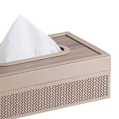 Spread Spain® Riggiani Modern Leatherite Tissue Box Cover, Rectangle Facial Tissue Box Holder, Napkin Dispenser Box for Bathroom, Home, Office and Restaurant, 9.8"(L) x 5.9"(W) x 3.1"(H) - Beige - Image 2