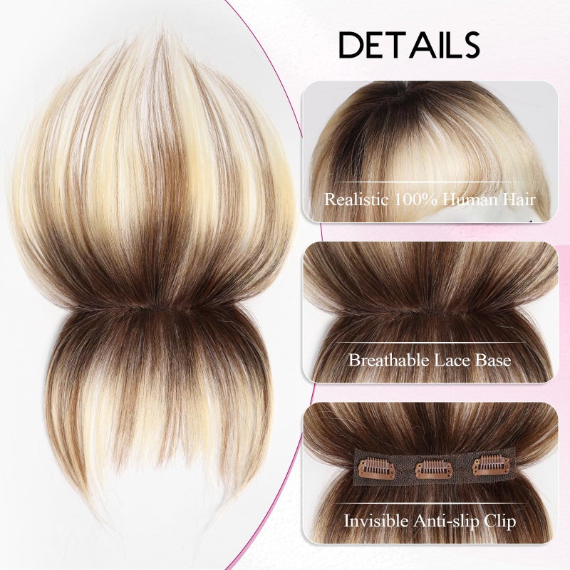 EMMOR Clip in Bangs, 100% Human Hair Bangs with 3 Non-slip Clips, 360Â°Cover Top HairPieces with 5 inch Wispy Fringes for enhancing Women's Facial Features - Image 3