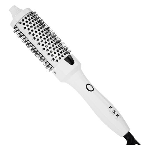 K&K Blowout Boost Thermal Round Brush, 1.5 Inch Ceramic Tourmaline Hot Styling Brush for Blowout Look, Negative Ion Technology Make Hair Smoother Get Natural Curls, Dual Voltage - Image 1