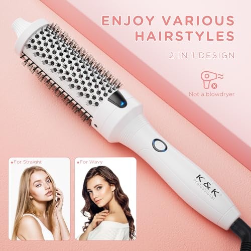 K&K Blowout Boost Thermal Round Brush, 1.5 Inch Ceramic Tourmaline Hot Styling Brush for Blowout Look, Negative Ion Technology Make Hair Smoother Get Natural Curls, Dual Voltage - Image 4